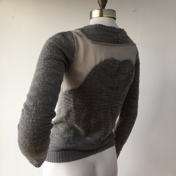 The Koupples Gray Zip Sheer Panel Sweater Jacket S - Picture 3 of 4